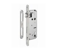 INTELOCK - Serrure Encastrable Intelock avec Trou Cylindre pour Porte d'Entrée - Inox - Axe 50 mm - Entr'Axes 70 mm - Carré 8 mm - Réversible - Bouts Carrés - Gris