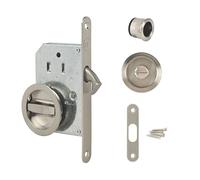 Kit Serrure pour Porte Coulissante - Yale - Acier Nickelé - Encastrée - Sécurité 3 - Poignées Rondes