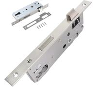 Serrure à encastrer, serrure portail exterieur, Entraxe 85 mm, Têtière 240 x 22 mm, Acier inoxydable, Gâche assortie, Vis de fixation incluses,Serrure pour porte aluminium