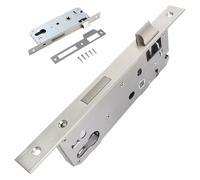 Serrure à encastrer, Serrure tubulaire, Entraxe 85 mm, Têtière 240 x 22 mm, Acier inoxydable, Gâche assortie, Vis de fixation incluses,Serrure pour porte aluminium (Distance au canon:40mm)