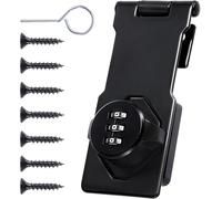 Serrure à hasp à 3 chiffres, 4,5 pouces-pour portes, portes de grange/garage/jardin, armoires (Noir, 1 pièce)