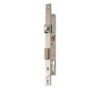 METALUX série 7/28 - Serrure à encastrer 1 point pêne dormant et 1/2 tour Réversible Sans Gâche Têtière Inox Coffre 28mm x 180mm Main droite pour porte PVC ou pour porte metallique