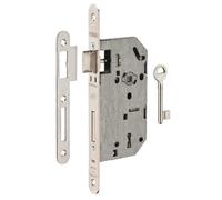 THIRARD - Serrure Encastrable Monomax NF à Clé - Porte de Chambre - Axe 50 mm - Bouts Ronds - Têtière Laitonnée - Coffre Acier Embouti - Mécanisme à 2 Tours - 1 Clé - Jaune/Doré