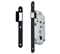 Serrure à larder D452 Bec de cane axe 50mm bout rond finition noir avec gâche - - 16093000