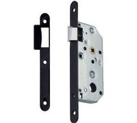 Serrure à larder D452 Bec de cane axe 50mm bout rond finition noir avec gâche - - 16093000