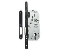 Serrure à larder D454 clé I axe 50 mm bout rond finition noir avec gâche VACHETTE 22694000