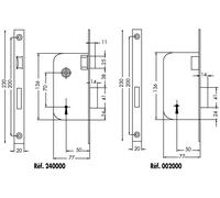 Serrure à larder MULTIBAT à pêne dormant et demi tour axe 50 mm T/NO bout rond sans gâche réversible JPM 240000-02-1J
