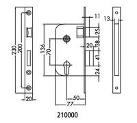 Serrure à larder MULTIBAT à profil européen axe 50mm têtière 25mm hauteur 250mm finition noir réversible - JPM - 210000-82-1A