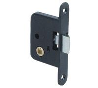 Serrure à larder 'Petit coffre' bec de cane - AXE - 40 mm, BOUTS - Ronds, Main - Droite, Têtière - Noire
