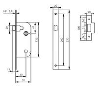 Serrure à larder petit coffre THIRARD Axe 40 - Clé I - avec gâche réversible - 511196