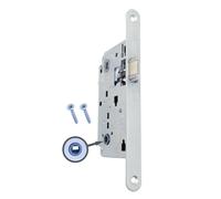 Serrure AGB porte intérieure encastrée pour salle de bain WC série CENTRO (face 18 x 196, décroché, chromé opaque)