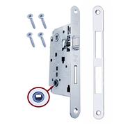 Serrure AGB porte intérieure encastrée pour salle de bain WC série CENTRO (face 22 x 196, pêne demi-tour et pêne dormant, chromé mat)
