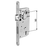 SERRURE AGB Série Centro d.90 FRONTALE MM 18 X 196 - Verrou avec boîtier réduit brevet - Bord rond - Chrome satiné - Sans contreplaque