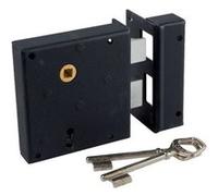 Serrure en applique noire droite à fouillot - Clé L - Axe à 65 mm - Alsace - JPM