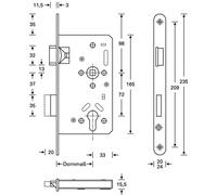 Serrure anti-panique à encastrer Ser.20 APE Fct.E rd 24/65/72/9mm DIN li.VA SSF
