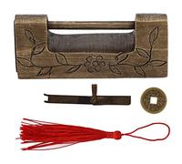 Serrure antique chinoise rétro classique en laiton, motif élégant, serrure décorative horizontale de 5x2cm pour boîtes à bijoux, armoires, coffres en bois