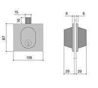 Serrure basse avec cylindre laiton poli - STREMLER - 1358.00.0