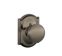 Serrure bouton Plymouth SCHLAGE avec garniture Camelot, non rotative, tain antique (F170 PLY 620 CAM)