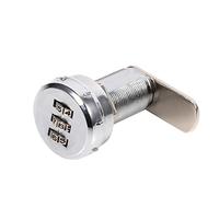 Serrure codée d'armoire, serrure à came à combinaison à 3 chiffres en alliage de zinc argenté Serrure à code mécanique de sécurité par mot de passe d'armoire(17~23mm)