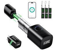 Serrure connecté, Cylindre serrure Réglable 60-90mm (30/30, 45/45), serrure Biométrique pour la porte d'entrée avec RFID, App, Bluetooth, Clavier, WIFI (à acheter séparément)