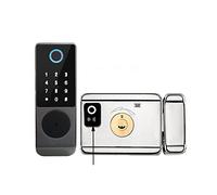 Serrure Connectée, Pas de câblage étanche Tuya serrure de porte intelligente Double face empreinte digitale serrure de jante carte à puce Code numérique serrure électronique extérieure ,Smart Lock fac