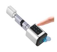 Serrure Connectée, Serrure Biométrique avec Code, Empreinte Digitale, App Bluetooth, Carte et Clés, Cylindre Connecté Réglable pour Portes de 60mm-90mm, IPX5