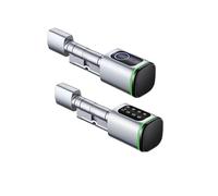 Serrure connectée, Serrure de porte intelligente électronique à cylindre avec carte RFID numérique et empreinte digitale ou mot passe(Silver)