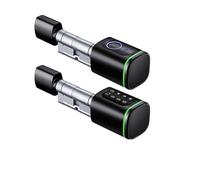 Serrure connectée, Serrure de porte intelligente électronique à cylindre avec carte RFID numérique et empreinte digitale ou mot passe(Zwart)
