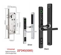 Serrure Connectée, Serrure de porte intelligente mince à empreintes digitales, avec poignées, serrure d'entrée sans clé, clavier Bluetooth, carte for 35 120mm(22 240(50 85),Zwart)
