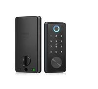 Serrure Connectée, Serrure d'empreinte Digitale de Maison Intelligente Cerradura Inteligente WiFi Serrure de Porte électronique à pêne Dormant biométrique(Zwart)