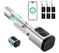 Serrure connectée, serrure électronique à empreinte digitale, longueur réglable Smart Lock, serrure électronique avec carte RFID, application, WiFi, Bluetooth, 60-90mm, accessoires de rallonge, argent