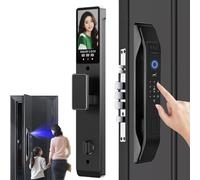 Serrure Connectée Vidéo Avec Caméra, Reconnaissance Faciale 3D, Wi-Fi Intégré, Sonnette Vidéo, Kit De Serrure À Mortaiser Intelligente Avec Lecteur D'empreintes Digitales Et Boîtier Inclus