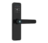 Serrure Connectée WiFi TUYA, Serrure Intelligente Empreinte Digitale, Serrure Biométrique Sécurité, Déverrouillage Clé Mot de Passe Carte, Poignée 180°, Pour Maison Hôtel Bureau, Aluminium, Noir