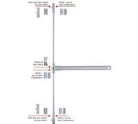Iseo Serrure coupe-feu Push Idea 942608433TA 3 points latéraux barre grise 840 mm Gris