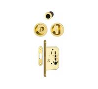 Set 1 aluminium pour porte coulissante 4920 F271 ronde aspect doré brillant, aveugle sans gâche, cuvette + doigt - HOPPE - 3948024