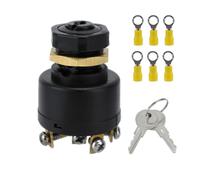 Serrure d'allumage 6 broches - Compatible avec les moteurs OMC intérieur et hors-bord - Avec 2 clés - Serrure d'allumage de rechange robuste avec écrou en laiton - Pièces de rechange pour démarreur