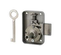 THIRARD - Serrure de Meuble Paris pour Porte d'Ameublement - Gauche - Axe 25 mm - 50 x 70 mm - Gris - 1 Clé - Coffre et Pêne Acier - Verrouillage Efficace - Installation Facile - Sécurité Optimale