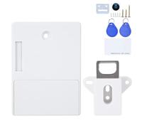 Serrure d'armoire intelligente RFID 125 kHz, serrure électronique sans clé, installation sans perçage pour tiroir de garde-robe, casier de sauna, compatible avec carte d'identité (Blanche)