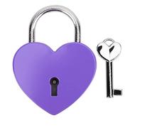 HEEPDD Serrure de Coeur, Mini Cadenas en métal coloré avec clé pour Livre de boîte de Rangement de boîte à Bijoux 45x59mm[Violet] Sets de poignées et serrures