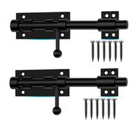 Serrure de douille de 7,8 pouces vis en acier inoxydable solide pour travaux lourds pour clôtures, portes de chantier, garages, chambres, armoires et fenêtres (2 boîtes, noir)