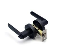 Serrure De Poignée De Porte Intérieure Avec Noyau De Serrure/loquet Serrure À Trois Barres Serrure À Poignée En Alliage D'aluminium Serrure À Poignée En Alliage D'aluminium For Pièce(Round-Black)