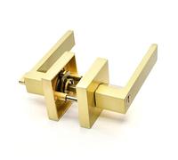 Serrure De Poignée De Porte Intérieure Avec Noyau De Serrure/loquet Serrure À Trois Barres Serrure À Poignée En Alliage D'aluminium Serrure À Poignée En Alliage D'aluminium For Pièce(Square-Gold)