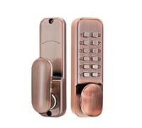 Serrure de poignée porte, mot passe mécanique, bouton-poussoir numérique, combinaison sans clé, verrouillage par code, loquet du panneau avant, manuel la(Red Bronze)