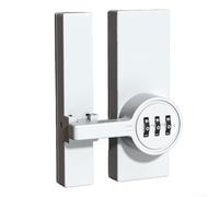Serrure de porte à combinaison en alliage de zinc avec boulon coulissant pour salle de bain ou chambre à coucher, installation sans perforation, design push-pull, sécurité antivol, dissimulé (blanc)