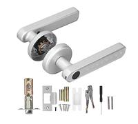 Serrure de Porte à Empreinte Digitale Unique Poignée de Porte Intelligente Rangée Mot de Passe électronique Porte de Chambre Serrure Intelligente D'identification D'empreinte (Argent)