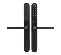 Serrure de porte avec empreintes digitales, poignée de porte Smart Home avec empreinte digitale, carte et code PIN, Bluetooth, clé mécanique, gérable avec application (noir)