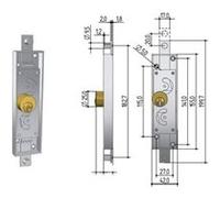 Serrure de porte basculante 6511 - PREFER - PRE6110.0100 Couleur laiton (cylindre laiton) G