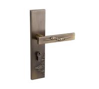 Serrure de porte chinoise tout en cuivre, nouvelle serrure bois for chambre à coucher et maison, pur(Bronze,Silent version)