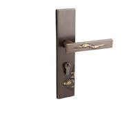 Serrure de porte chinoise tout en cuivre, nouvelle serrure bois for chambre à coucher et maison, pur(Coffee bronze,Magnetic style)