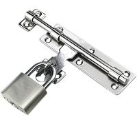Serrure de porte coulissante, serrure à pêne, Lot de 2 verrous à barillet, verrous coulissants robustes avec vis et cadenas, verrous coulissants en acier inoxydable épais for porte(8 inches)